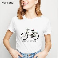 Load image into Gallery viewer, Bicycle Leaves Birds printed T shirt women clothes 2019 harajuku kawaii vogue funny tshirt femme summer tops female t-shirt