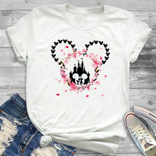 Load image into Gallery viewer, Fashion Floral Printed Women Tshirts Kawaii Ear Printed Woman Clothing Funny Shorts Sleeves Ladies Tops Femme Tees