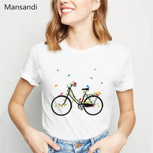 Load image into Gallery viewer, Bicycle Leaves Birds printed T shirt women clothes 2019 harajuku kawaii vogue funny tshirt femme summer tops female t-shirt

