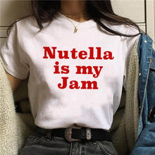 Load image into Gallery viewer, Nutella Kawaii Print T Shirt Women 90s Harajuku Ullzang Fashion T-shirt Graphic Cute Cartoon Tshirt Korean Style Top Tees Female
