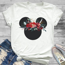 Load image into Gallery viewer, Fashion Floral Printed Women Tshirts Kawaii Ear Printed Woman Clothing Funny Shorts Sleeves Ladies Tops Femme Tees
