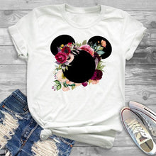 Load image into Gallery viewer, Fashion Floral Printed Women Tshirts Kawaii Ear Printed Woman Clothing Funny Shorts Sleeves Ladies Tops Femme Tees
