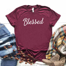 Load image into Gallery viewer, Blessed Letter Print T Shirt Women Short Sleeve O Neck Loose Tshirt 2020 Summer Fashion Women Tee Shirt Tops
