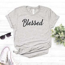 Load image into Gallery viewer, Blessed Letter Print T Shirt Women Short Sleeve O Neck Loose Tshirt 2020 Summer Fashion Women Tee Shirt Tops

