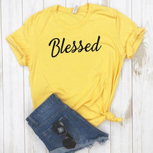 Load image into Gallery viewer, Blessed Letter Print T Shirt Women Short Sleeve O Neck Loose Tshirt 2020 Summer Fashion Women Tee Shirt Tops
